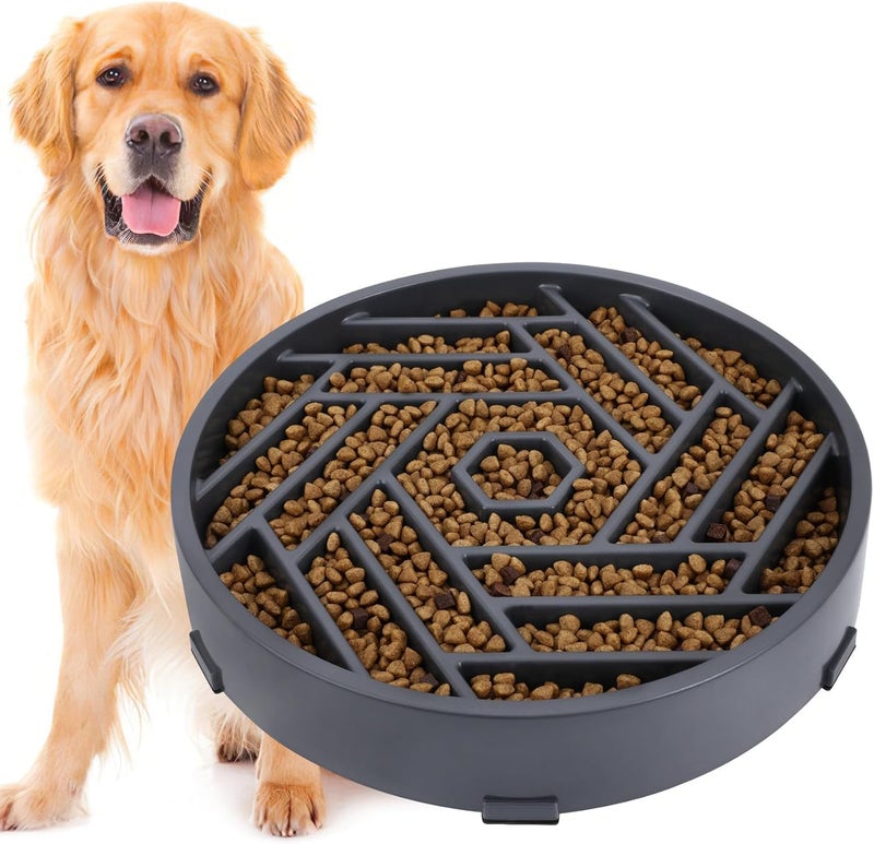 tobyto Slow Feeder Dog Bowls Large Medium Breed,Anti-Choking Slow Eating Dog Food Bowl,Non Slip Pet Slower Food Feeding Bowls Large Puzzle Slow Feeder Bloat Stop Maze Dog Dishes,Gray - Image 1